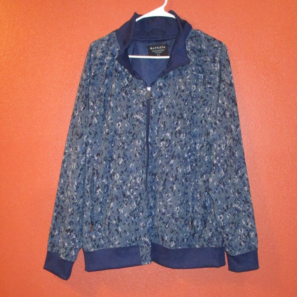 Athleta Jacket Woman X Large Blue Dark Blue Full Zip Pockets Athletic Jacket
